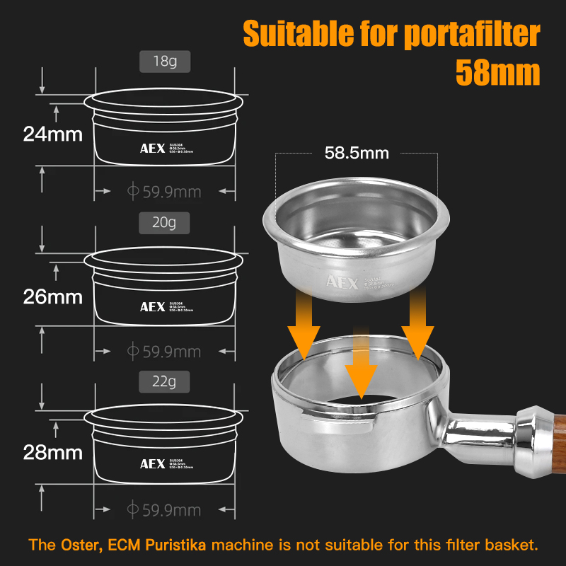 Coffee Filter Basket 58MM AEX  - đánh giá và giá Puck Screen Mesh