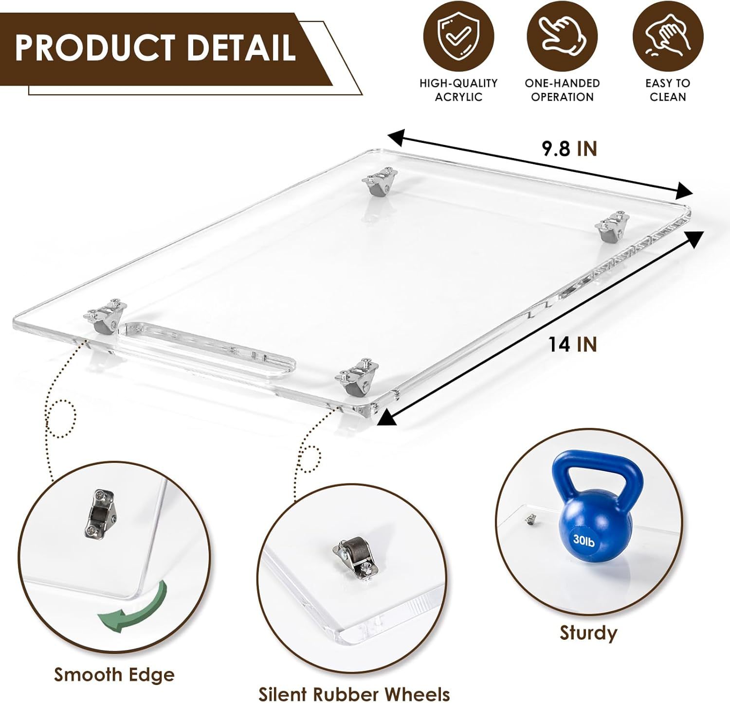 Acrylic Rolling Tray with Rubb - đánh giá và giá Coffee Equipment Tray