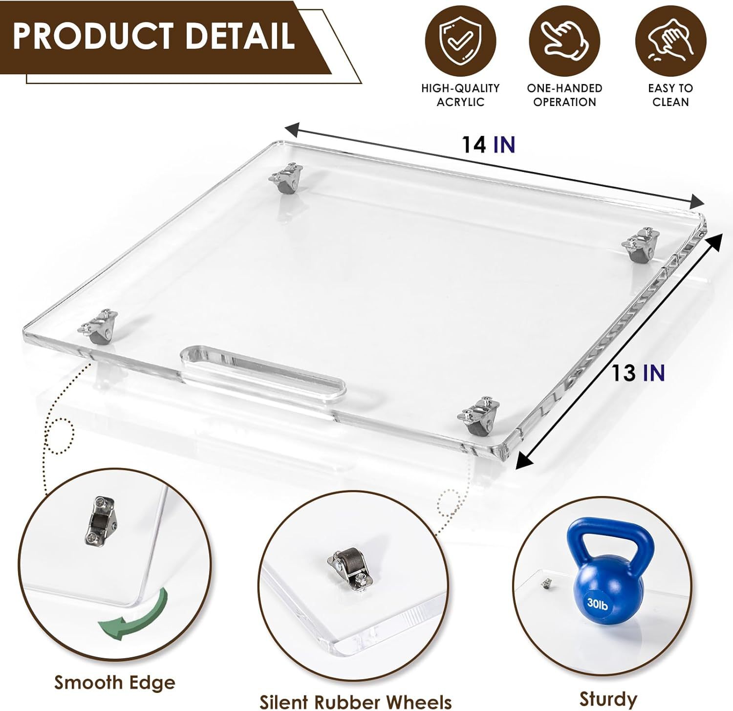 Acrylic Rolling Tray with Rubb - đánh giá và giá Coffee Equipment Tray